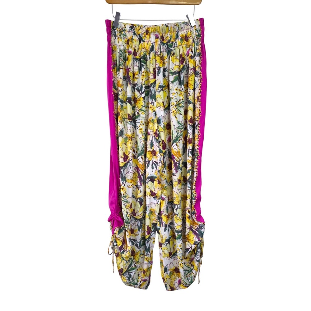 Intimately Free People In Bloom Lounge Pants M Floral Wide Leg Side Cinch
